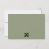 Sage Groen Wit Eenvoudige QR Code Bruiloft Website RSVP Kaartje (Achterkant)