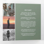 Sage groen wit Funeral service aangepaste foto's Drieluik Programma (Binnenzijde eerst)