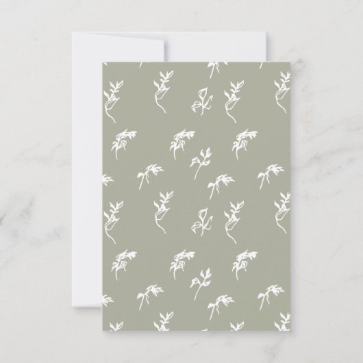 Sage Groen Wit klassiek bloemenkam RSVP Kaartje (Achterkant)