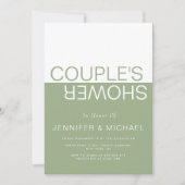 Sage groen wit kleurblok koppels bruiloft douche kaart (Voorkant)