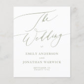 Sage Groen Wit Moderne Kalligrafie Bruiloft (Voorkant)