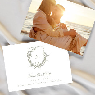 Sage Groen Wit  monogram kuif foto Save The Date