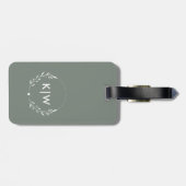 Sage Groen Wit | Monogram moderne Initialen Bagagelabel (Achterkant horizontaal)