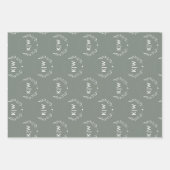 Sage Groen Wit | Monogram moderne Initialen Inpakpapier Vel (Voorkant 2)