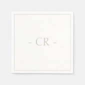 Sage Groen & Wit Paar Initialen Monogram Servet (Voorkant)