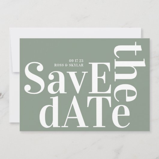 Sage Groen Wit Vet Eenvoudig Save The Date (Voorkant)