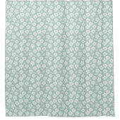 Sage Groen Witte Boho Bloemen Pastel Light Mint Douchegordijn (Voorkant)