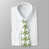 Sage Groen & Witte Houndstooth Stropdas (Gebonden)
