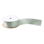 Sage Groen & Witte Strepen Geometrisch Patroon Lint (Spoel)