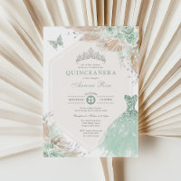 Sage Groen Zilver Quinceañera Boho Bloemen Verjaar