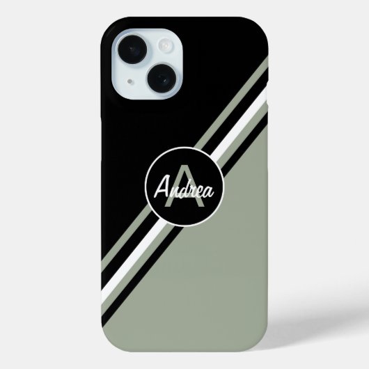 Sage Groen, Zwart en wit gepersonaliseerd Case-Mate iPhone Case (Achterkant)