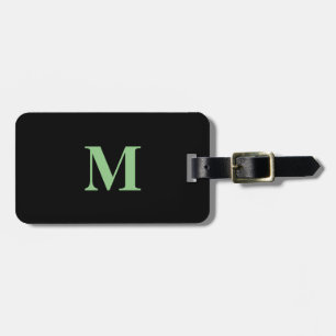 Sage Groen Zwart Monogrammen Gift Party Favor Bagagelabel