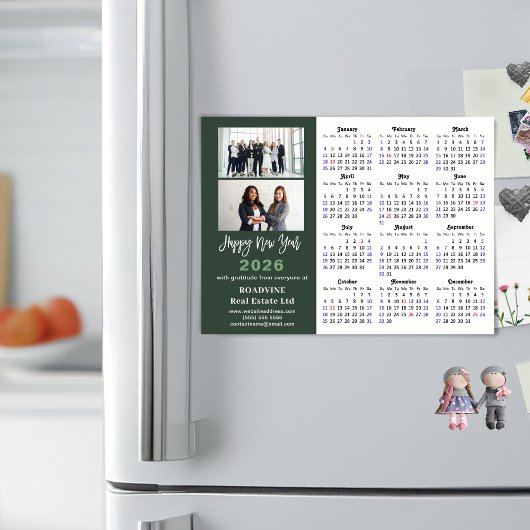 Sage Groene 2026 Kalender Moderne Zakelijke Magnet