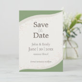 Sage Groene Abstracte Bruiloft Sla de Datum op Kaart (Staand voorkant)