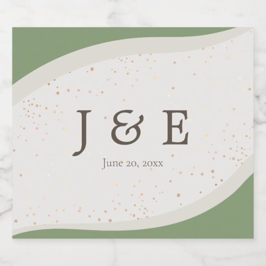 Sage Groene Abstracte Eten en Drank Etikettenreeks Sparkling Wijnetiket (Enkel label)