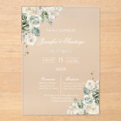 Sage groene acryl bruiloft acryl uitnodigingen (Voorkant)