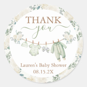 Sage Groene Babykleding Baby shower Ronde Sticker