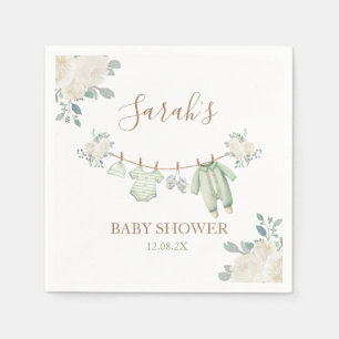 Sage Groene Babykleding Baby shower Servet