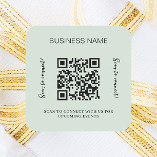 Sage groene bedrijfsnaam qr code vierkante sticker