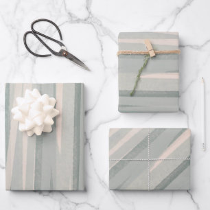 Sage groene beige waterverf strepen abstract inpakpapier vel