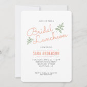 Sage Groene bladeren en koraal bruids lunch Kaart (Voorkant)