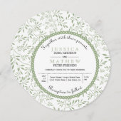 Sage groene bladeren patroon moderne florale bruil kaart (Voorkant / Achterkant)