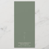 Sage Groene Bloem Kunst Bruiloft Menu (Achterkant)