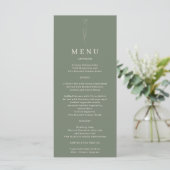 Sage Groene Bloem Kunst Bruiloft Menu (Staand voorkant)
