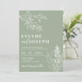 Sage Groene Bloemen Boho Botanische Moderne Bruilo Kaart (Staand voorkant)