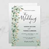Sage groene bloemen bruiloft kaart (Voorkant / Achterkant)