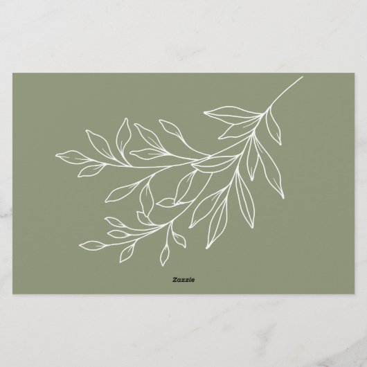 Sage Groene Bloemen Datum Nacht Idee Douche Spel Briefpapier (Achterkant)