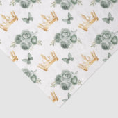 Sage Groene Bloemen en Gouden Kronen Tissuepapier (Detail)