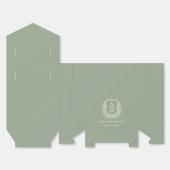 Sage Groene Bloemen Monogram Trouwkam Modern Bedankdoosjes (Ongevouwen)