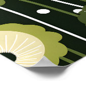 Sage Groene Bloemen op Zwart Poster (Hoek)