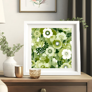 Sage Groene Bloemen Poster