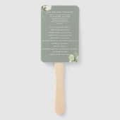Sage Groene Bloemen String Lights Trouwprogramma Handwaaier (Achterkant)