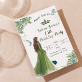 Sage Groene Bloemen Vlinder verjaardagsuitnodiging Folie Uitnodiging