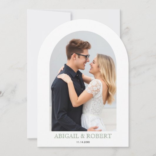 Sage groene  bloemenkam monogram bruiloft kaart (Achterkant)