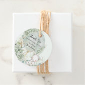 Sage Groene Bloemenolifant Baby shower Neutraal Bedankjes Labels (In situ)