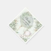 Sage Groene Bloemenolifant Baby shower Servet (Hoek)