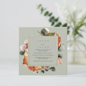 Sage Groene Bloementuin Bruiloft Kaart (Staand voorkant)