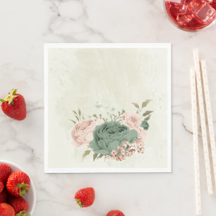 Sage Groene Blozen Bloemen bruiloft Servet