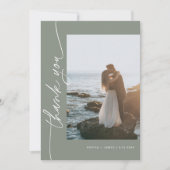 SAGE Groene Boheemse Foto Bruiloft Dank u Kaart (Voorkant)