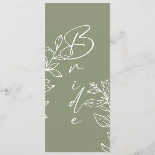 Sage Groene Boho Bloem Gereserveerde Zitplaatsen Menu (Achterkant)