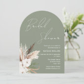 Sage Groene Boho Boog Witte Bloemen Vrijgezellenfe Kaart (Staand voorkant)