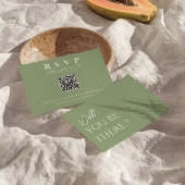 Sage Groene Boho QR Code Online Leuk Bruiloft RSVP Kaartje
