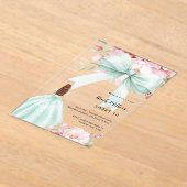 Sage groene boog roze bloemen jurk duidelijk Sweet Acryl Uitnodigingen (Laagn)