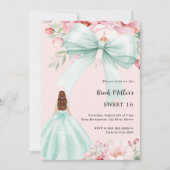 Sage groene boog roze bloemen jurk Sweet 16 Kaart (Voorkant)