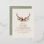 Sage-groene botanische elegantvlek rustige moderne folie feestdagen briefkaart (Voorkant / Achterkant)