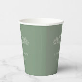 Sage Groene botanische kam monogram bruiloft Papieren Bekers (Rechts)